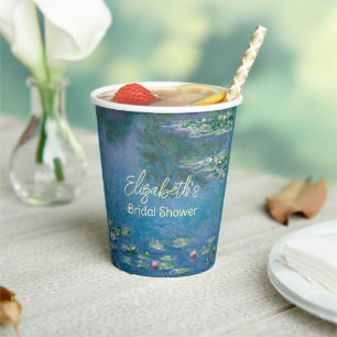 Monet Water Lilies Art Garden Bridal Shower Paper Cups