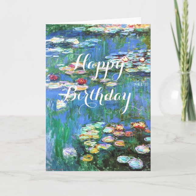 Monet Water Lilies Birthday Card (Front)