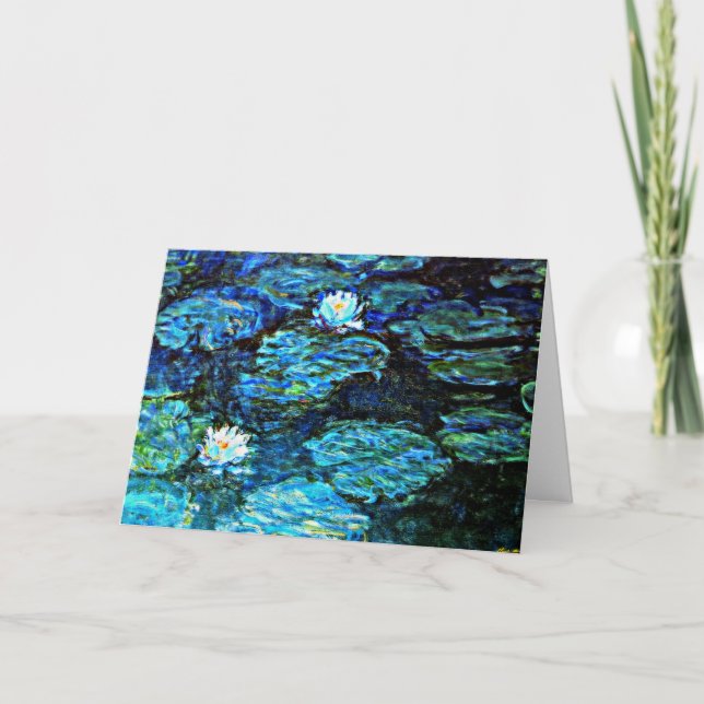 Monet - Water Lilies Blue  Card (Front)