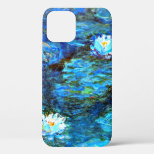 Monet - Water Lilies (blue), famous painting,  iPhone 12 Case