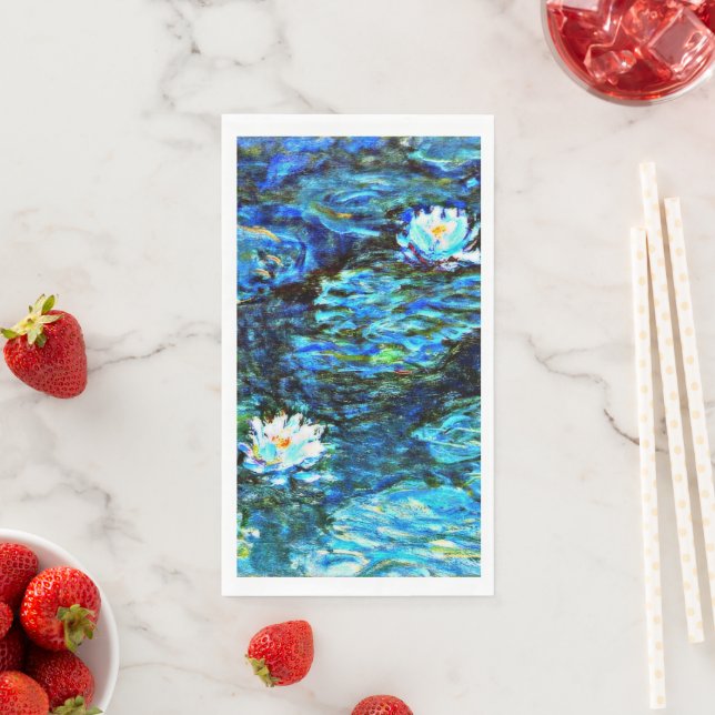 Monet, Water Lilies, Blue, Napkin (Insitu)