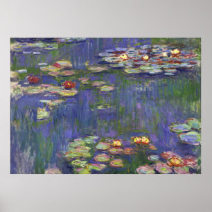 Monet Water Lilies Blue Poster