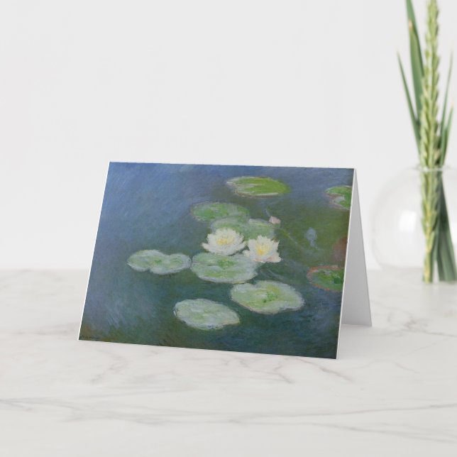 monet water-lilies-evening-effect-1899 flowers thank you card (Front)