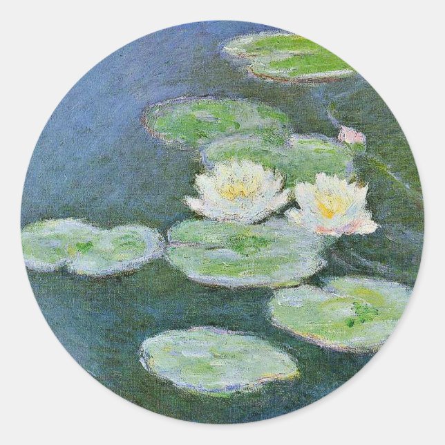 Monet - Water Lilies, Evening Effect Classic Round Sticker (Front)