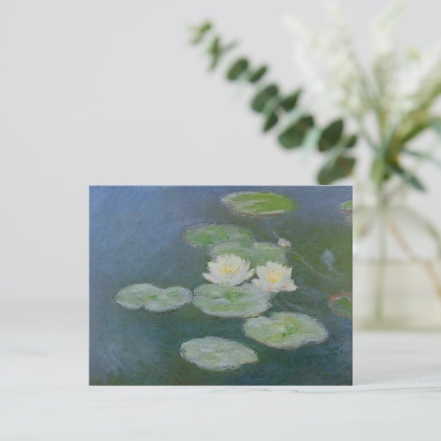 Monet Water Lilies Evening Effect Holiday Postcard (Standing Front)
