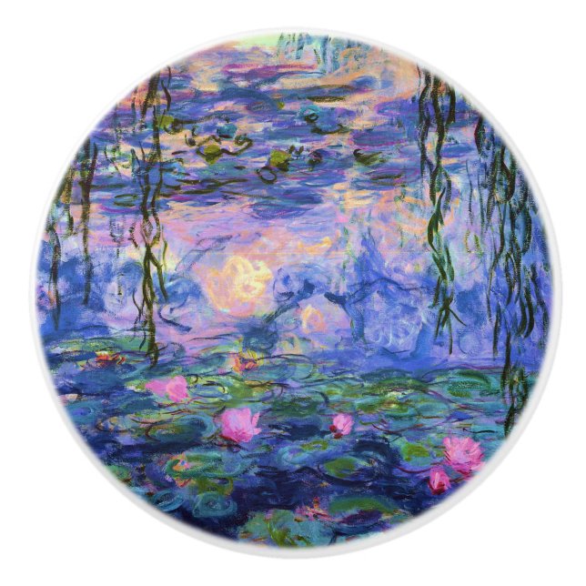 Monet Water Lilies Fine Art Ceramic Knob (Front)