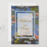 Monet Water Lilies Flat Card Wedding Invitation<br><div class="desc">Monet Water Lilies Flat Card Wedding Invitation  This romantic Flat Wedding Invitation features a Monet Waterlilies background with a sheer grunge type of frame.  All information is customisable.</div>