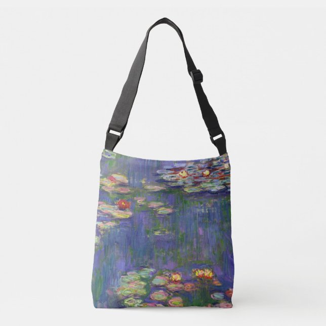 Monet Water Lilies Masterpiece Painting Crossbody Bag (Front)