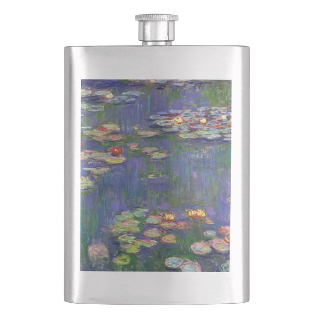 Monet Water Lilies Masterpiece Painting Hip Flask (Front)
