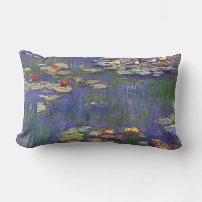 Monet Water Lilies Masterpiece Painting Lumbar Cushion (Front)
