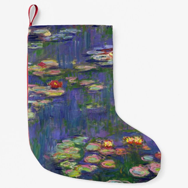 Monet Water Lilies Masterpiece Painting Small Christmas Stocking (Front)