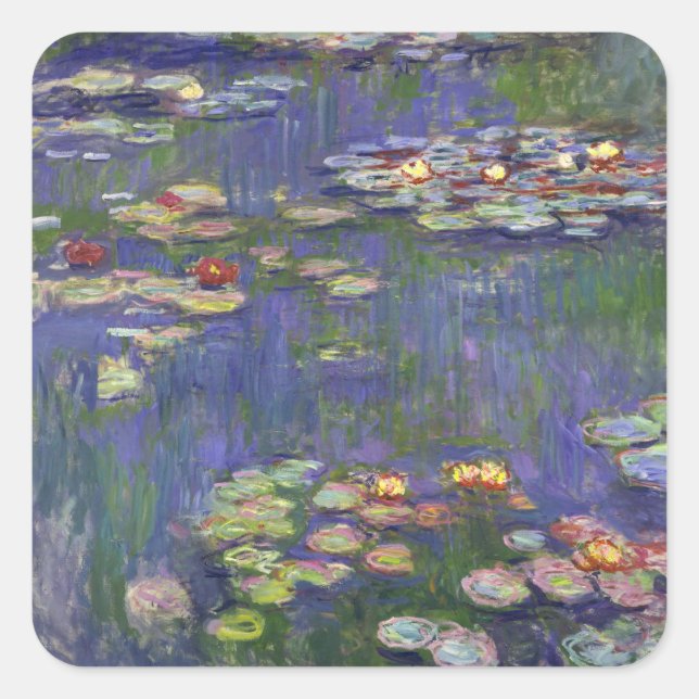 Monet Water Lilies Masterpiece Painting Square Sticker (Front)