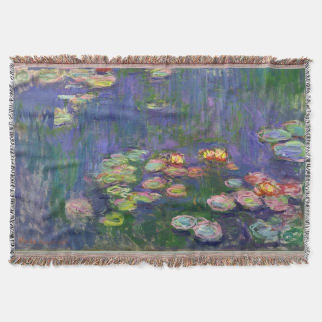 Monet Water Lilies Masterpiece Painting Throw Blanket (Front)