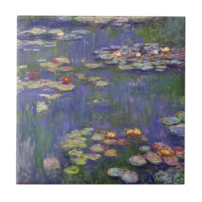 Monet Water Lilies Masterpiece Painting Tile (Front)