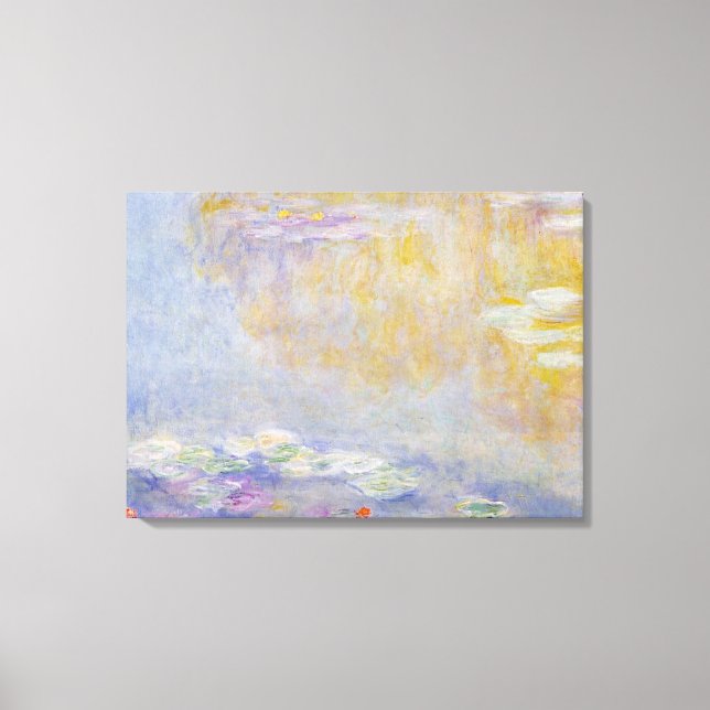 Monet - Water Lilies, Pastel Colours Fine Art Canvas Print (Front)