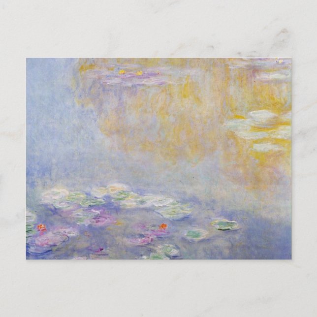 Monet - Water Lilies, Pastel Colours Fine Art Postcard (Front)