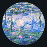 Monet - Water Lilies (pink) 1919 famous artwork Classic Round Sticker<br><div class="desc">Claude Monet 1919 famous painting,  Water Lilies (pink)</div>