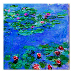 Monet: Water Lilies (red), Claude Monet painting Poster