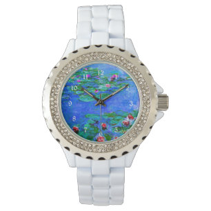 Monet - Water Lilies (Red), famous artwork Watch