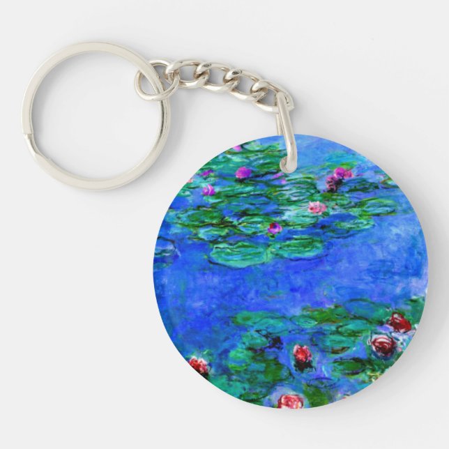 Monet - Water Lilies (red)  Key Ring (Front)