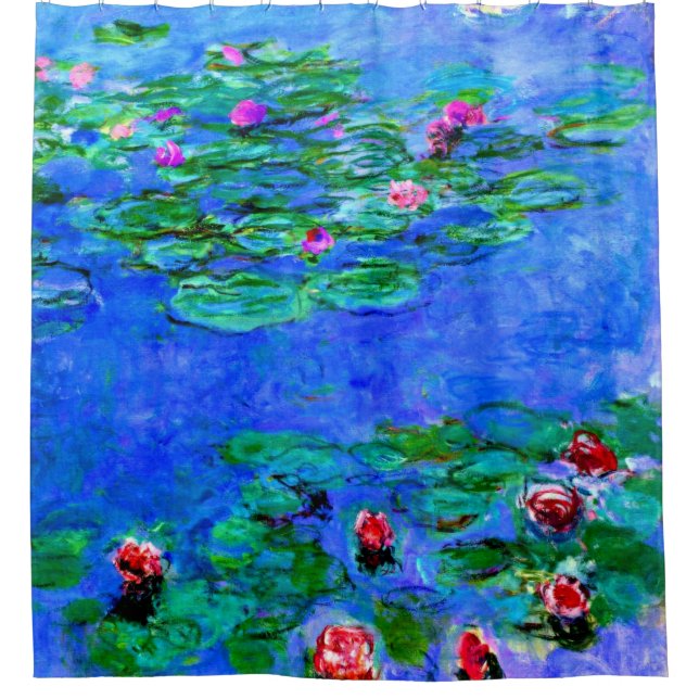 Monet - Water Lilies, Red Shower Curtain (Front)