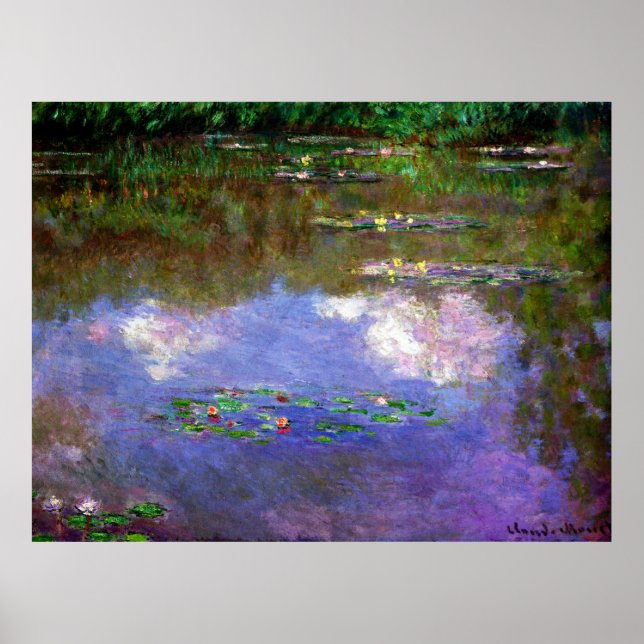 Monet - Water Lilies, the Clouds Poster (Front)