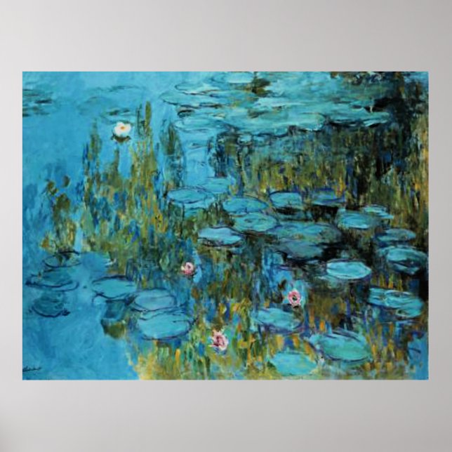 Monet - Water Lilies, Turquoise, Poster (Front)
