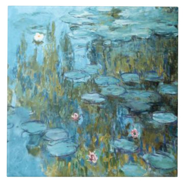 Monet - Water Lilies (turquoise), Tile (Front)