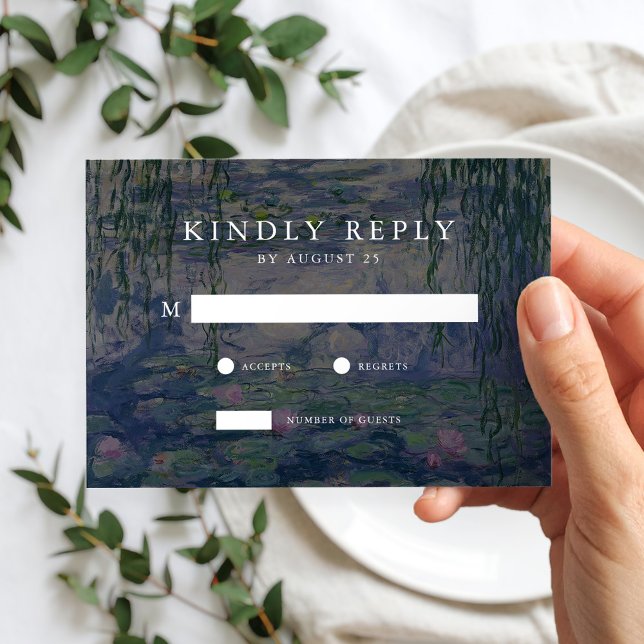 Monet Water Lilies Wedding RSVP Card (Creator Uploaded)