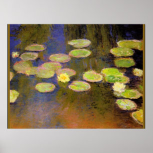 Monet - Water Lilies (yellow), popular painting Poster