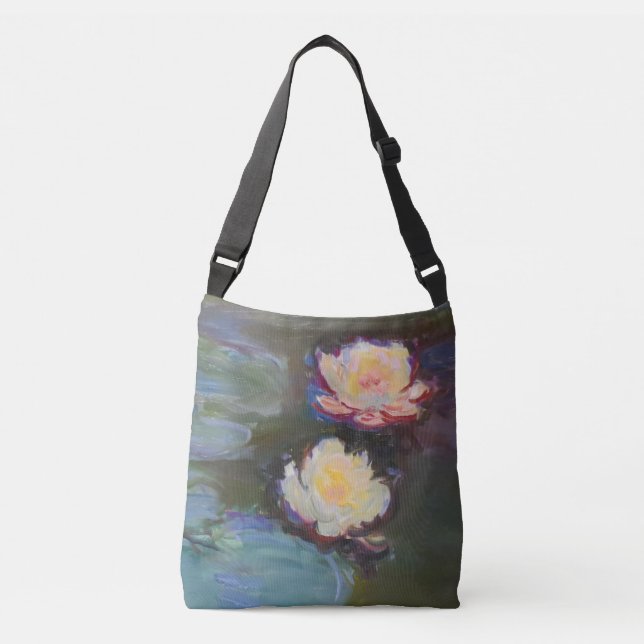 Monet Water Lily Lilies Pond Waterlilies Painting Crossbody Bag (Front)