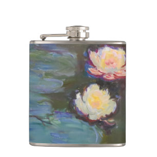 Monet Water Lily Lilies Pond Waterlilies Painting Hip Flask