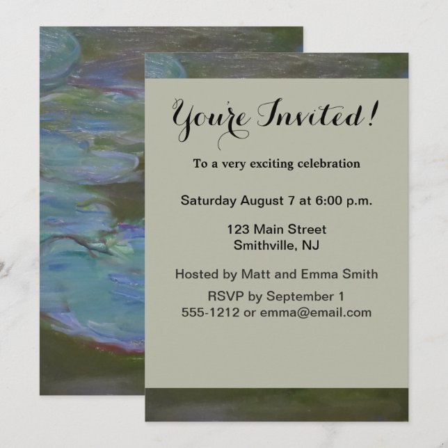Monet Water Lily Lilies Pond Waterlilies Painting Invitation (Front/Back)