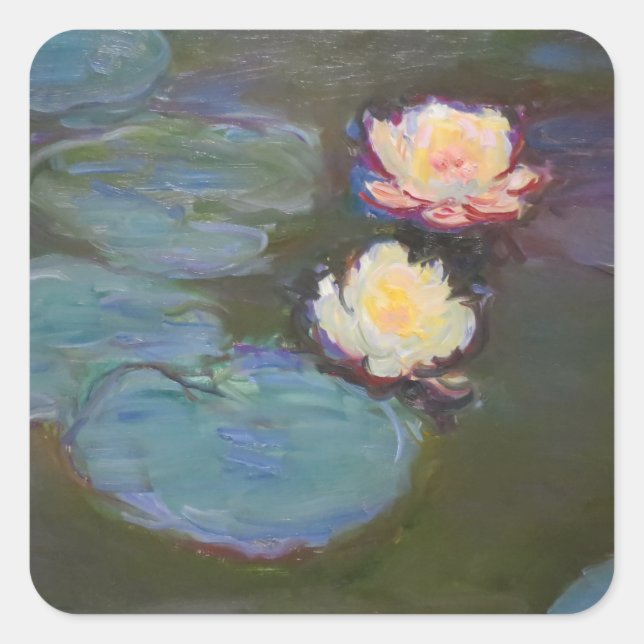 Monet Water Lily Lilies Pond Waterlilies Painting Square Sticker (Front)