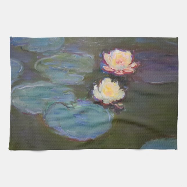 Monet Water Lily Lilies Pond Waterlilies Painting Tea Towel (Horizontal)