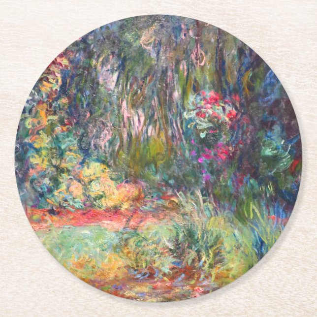 Monet Water Lily Pond Round Paper Coaster (Front)