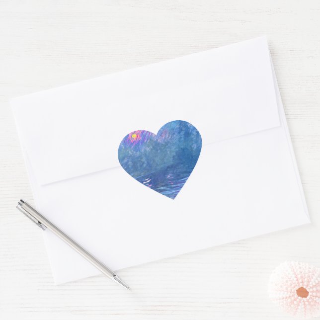 Monet - Water Loo Bridge, Heart Sticker (Envelope)