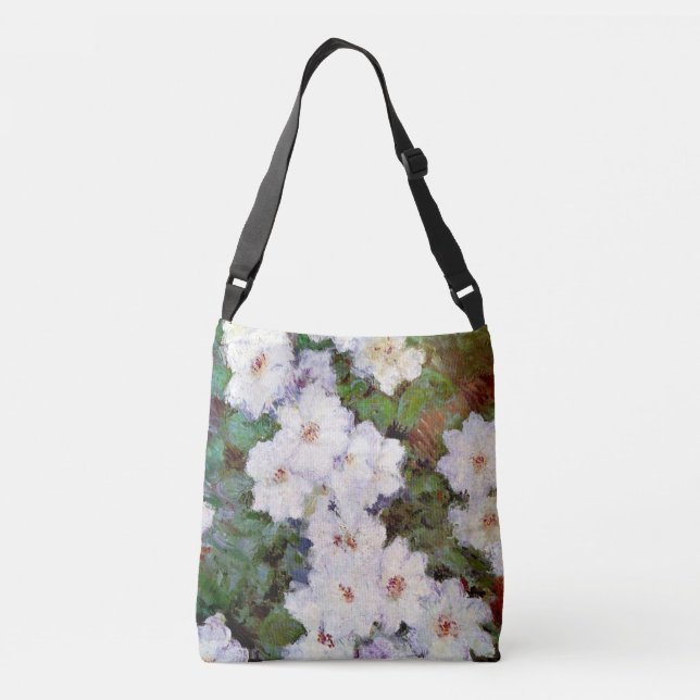 Monet - White Clematis, famous floral painting Crossbody Bag (Back)