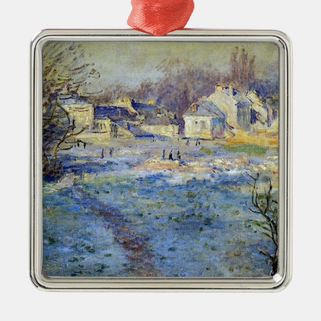 Monet - White Frost artwork Metal Tree Decoration (Front)