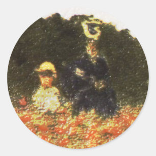 monet - wife and son classic round sticker