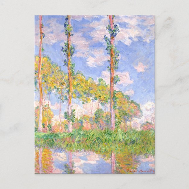 Monet Wind Poplars in Sun Vintage Landscape Postcard (Front)
