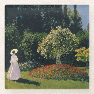 Monet - Woman in Garden Glass Coaster