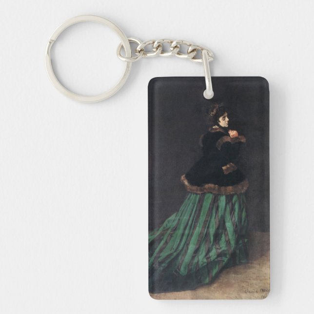 Monet Woman in Green Dress Key Ring (Front)