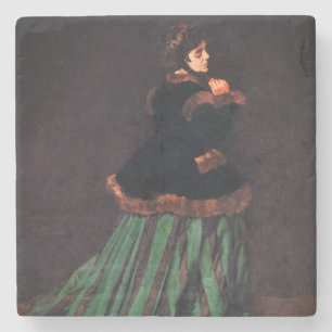 Monet Woman in Green Dress Stone Coaster