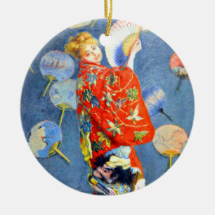 Monet Woman in Japanese Costume Ceramic Tree Decoration
