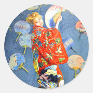 Monet Woman in Japanese Costume Classic Round Sticker