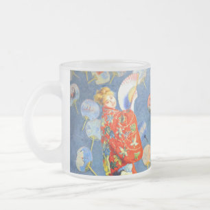 Monet Woman in Japanese Costume Frosted Glass Coffee Mug
