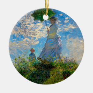 Monet Woman Parasol Impressionism Ceramic Tree Decoration