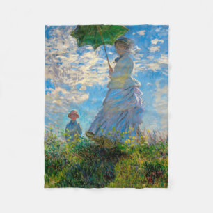 Monet Woman Parasol Impressionism Fleece Blanket