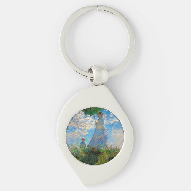 Monet Woman Parasol Impressionism Key Ring (Front)